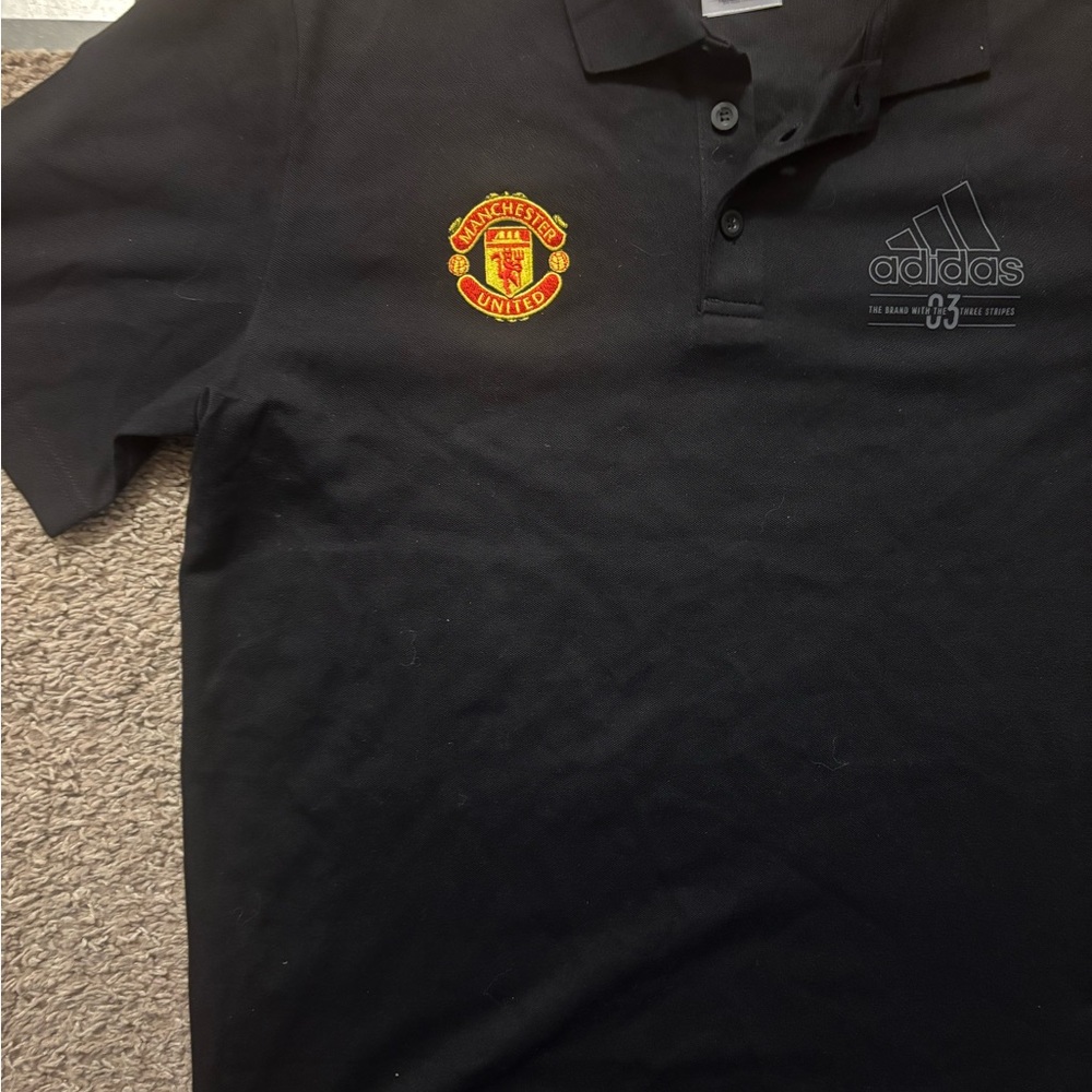 Adidas NWT Black Polo Men’s Medium with Manchester United Emblem Adidas Logo - Picture 6 of 13